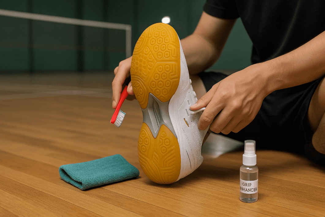 Person holding toothbrush sitting on floor