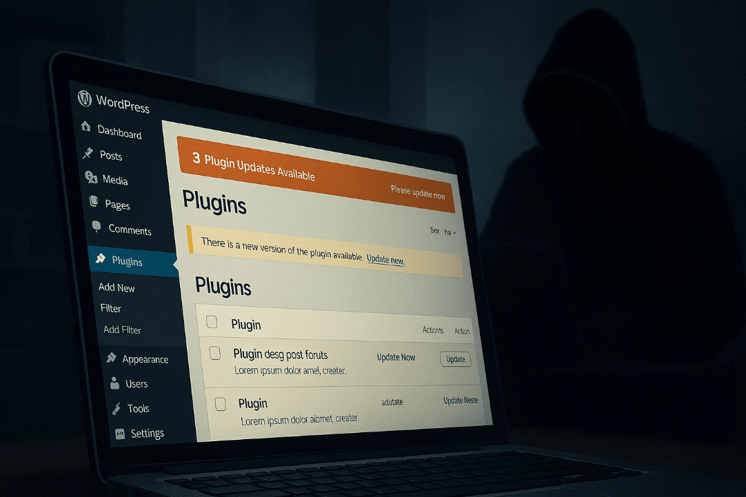 Computer screen displaying a WordPress website page