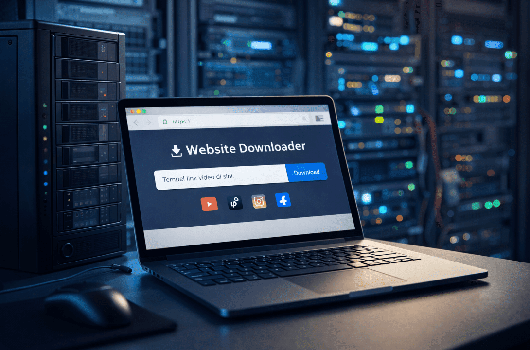 Laptop computer on desk for website development tutorial