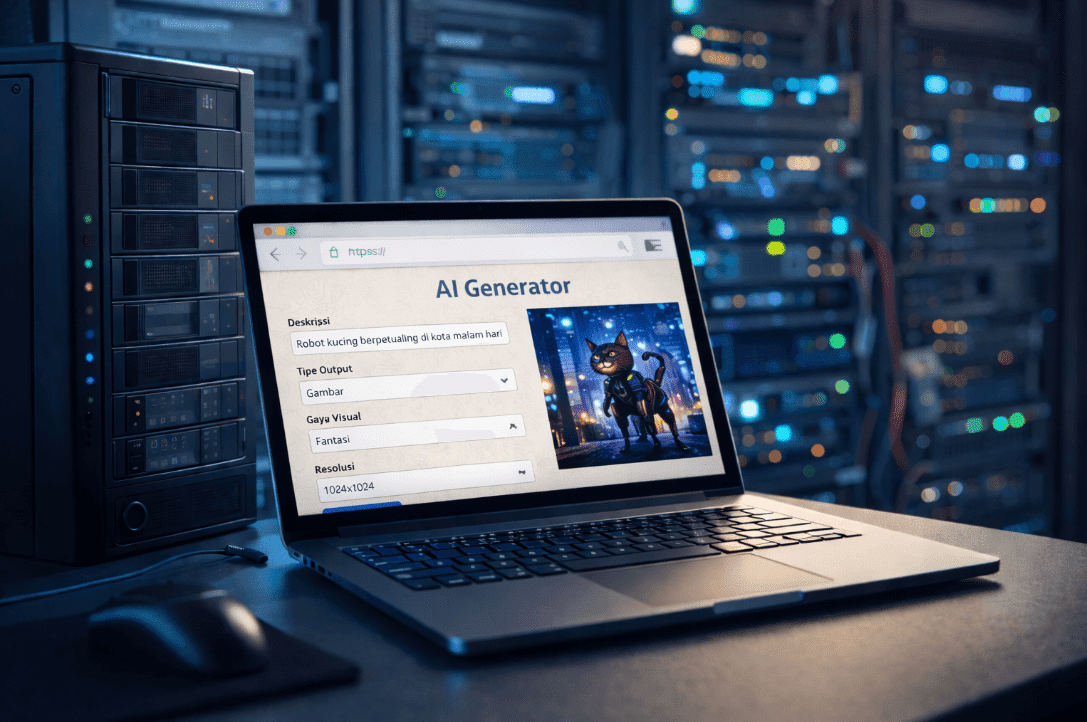 Laptop computer on desk for website development