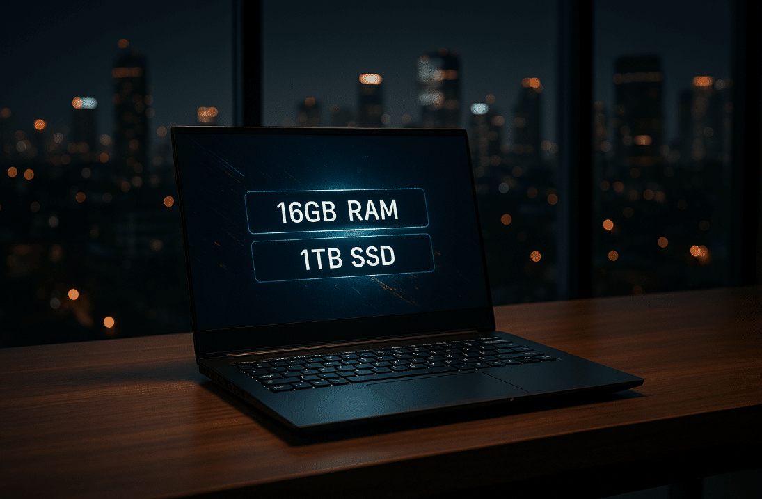 Laptop on wooden desk for gaming price blog