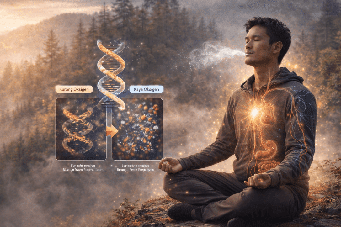 Man practicing lotus position meditation