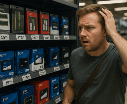 Man stressed about file overload related to rising RAM and storage prices