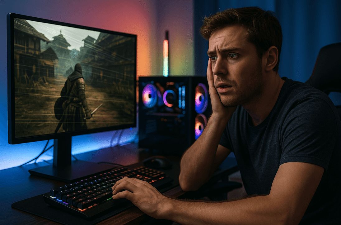 Man using computer with Windows 11 update