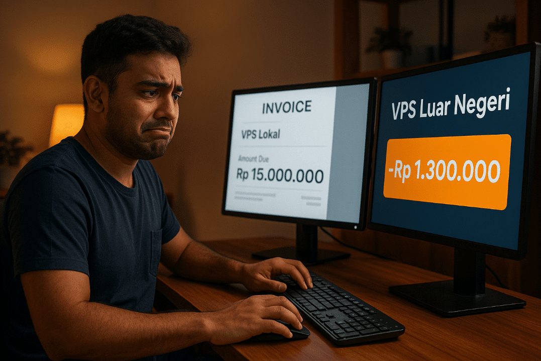 Man using dual computer monitors for VPS analysis