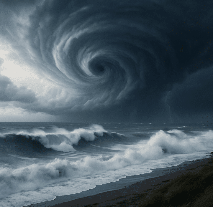 Stormy ocean with approaching cyclone