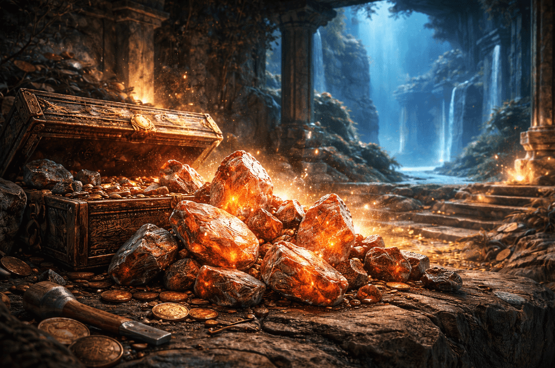 A stack of rocks in a lush forest setting