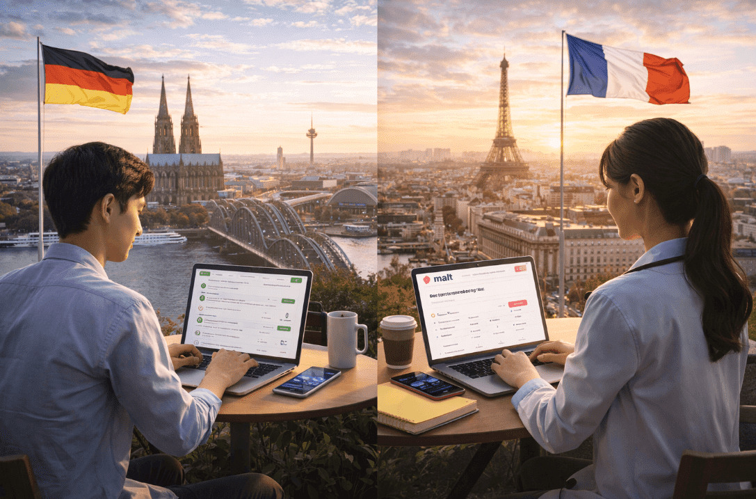 Freelancers using laptops for client meetings