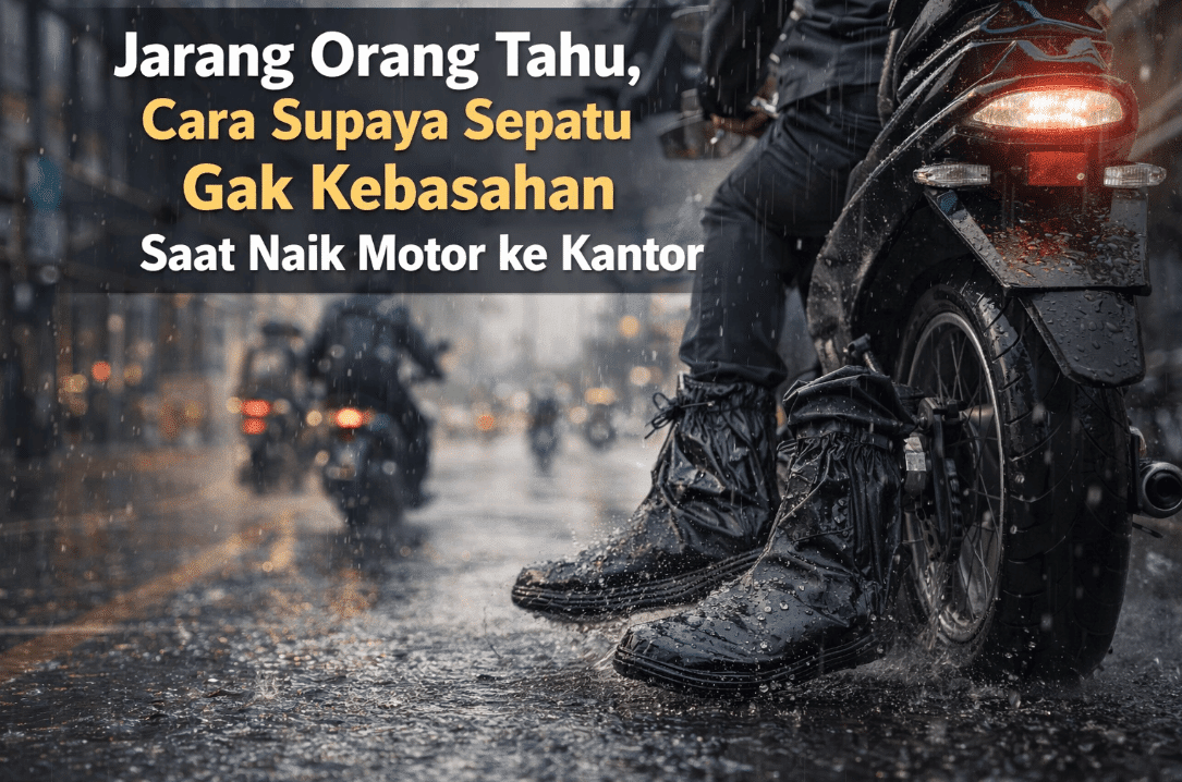 Man riding motorcycle in rain