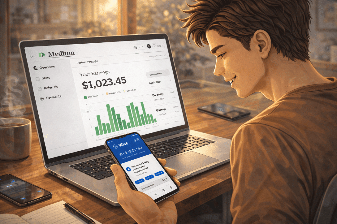 Man using laptop and smartphone for online payment processing