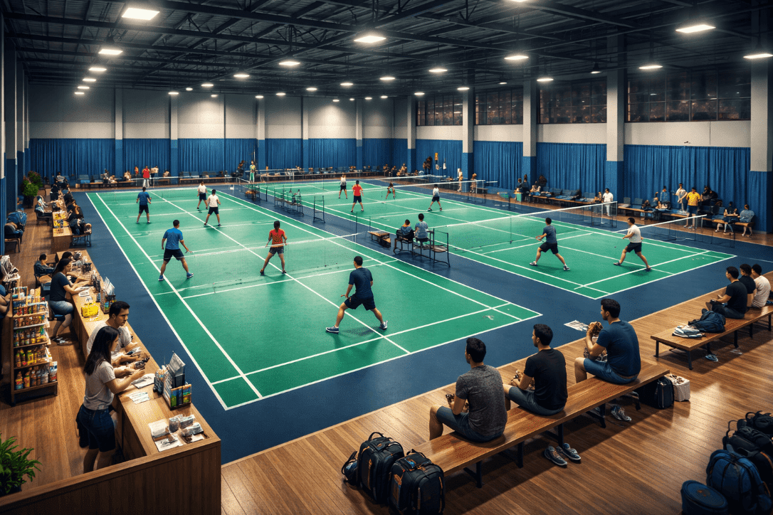 People playing tennis on court