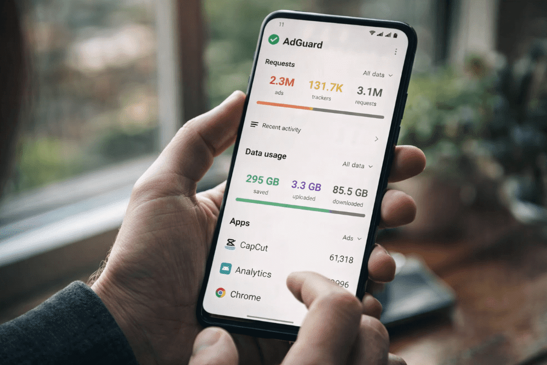 Person checking phone data usage