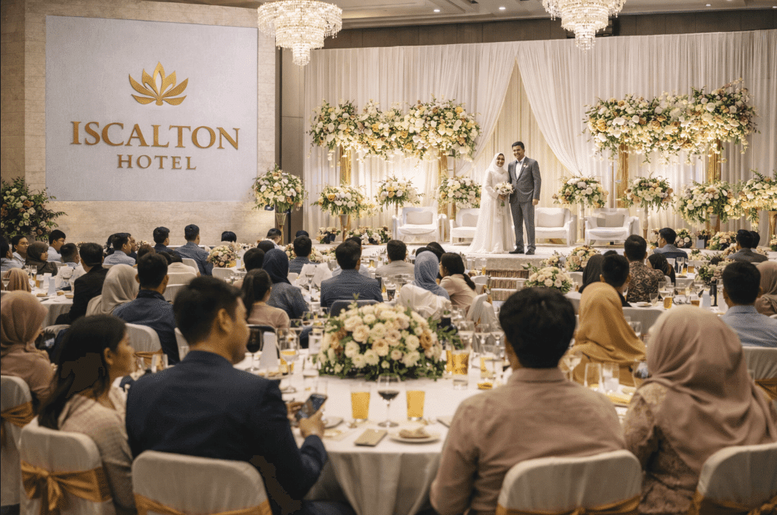 Public speaking event at a wedding ballroom near Jakarta