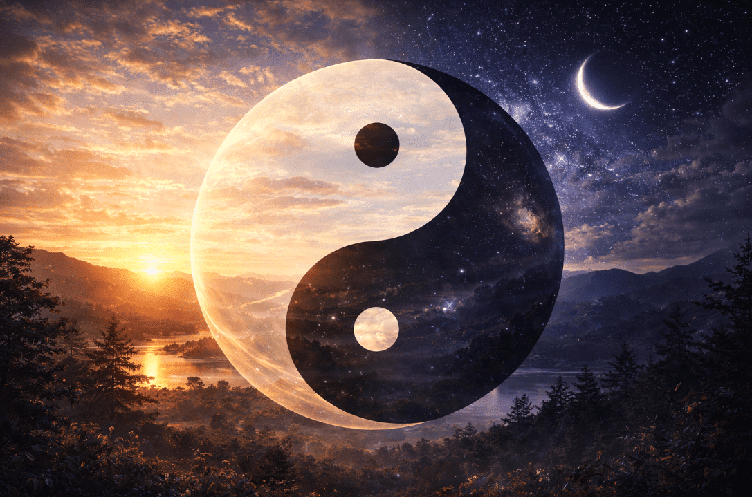 Yin symbol painting in sky