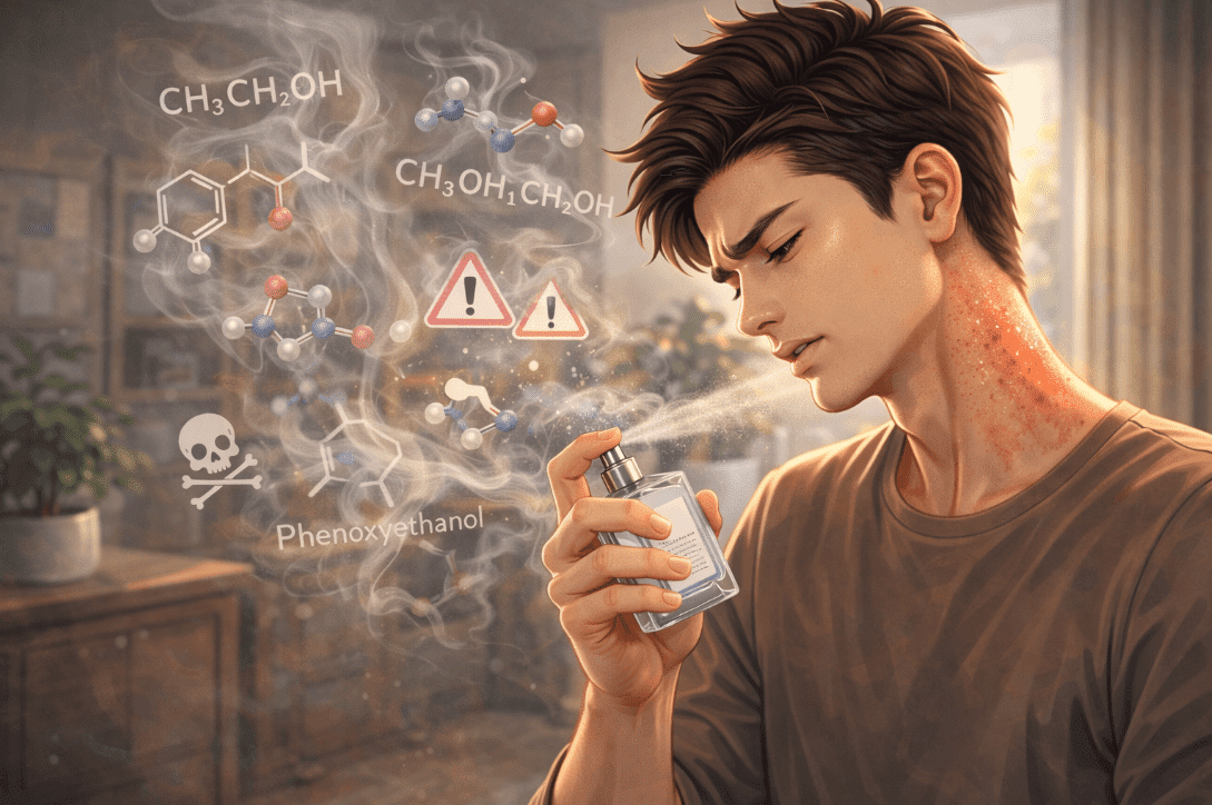 Young man smoking cigarette looking at screen