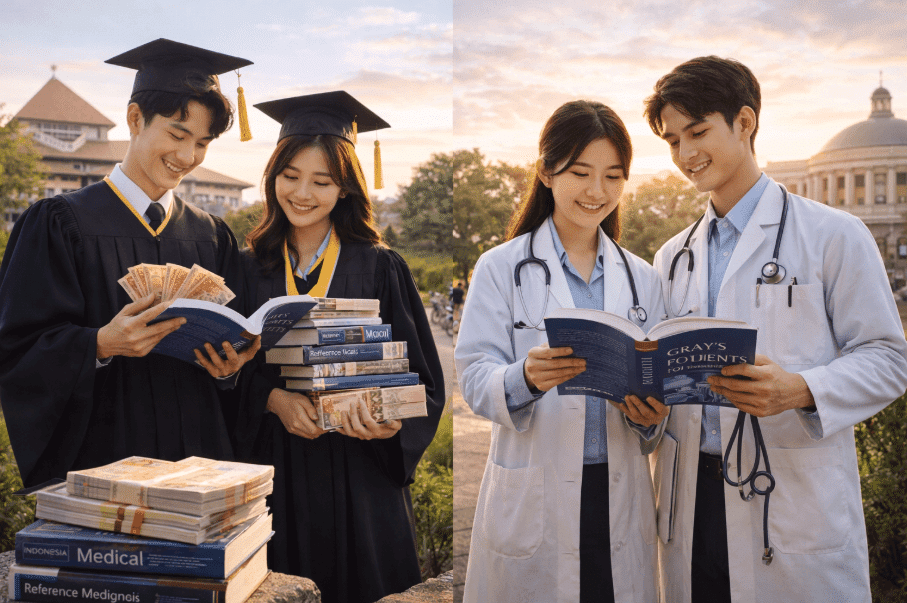 Young students standing together