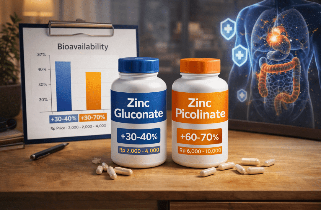 Two bottles of zinc picolinate on a table