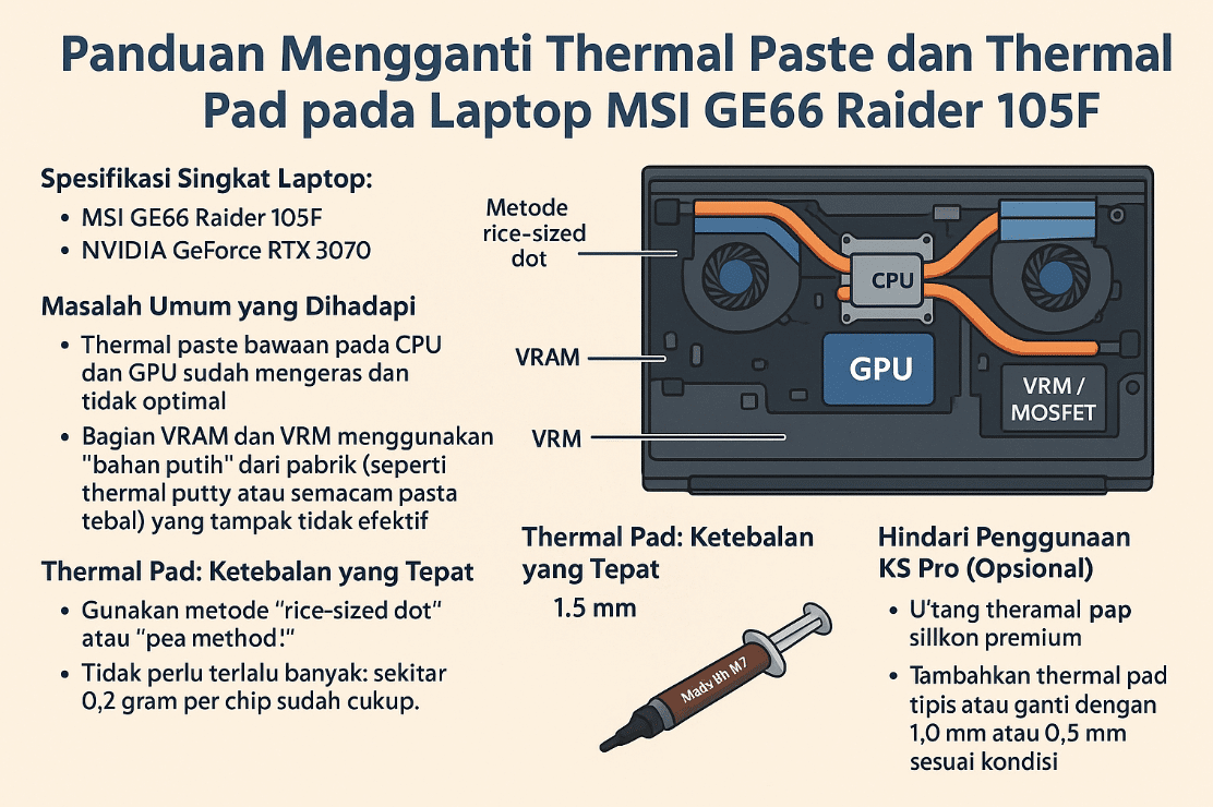Thermal Paste dan Thermal Pad pada Laptop MSI GE66 Raider 10SF