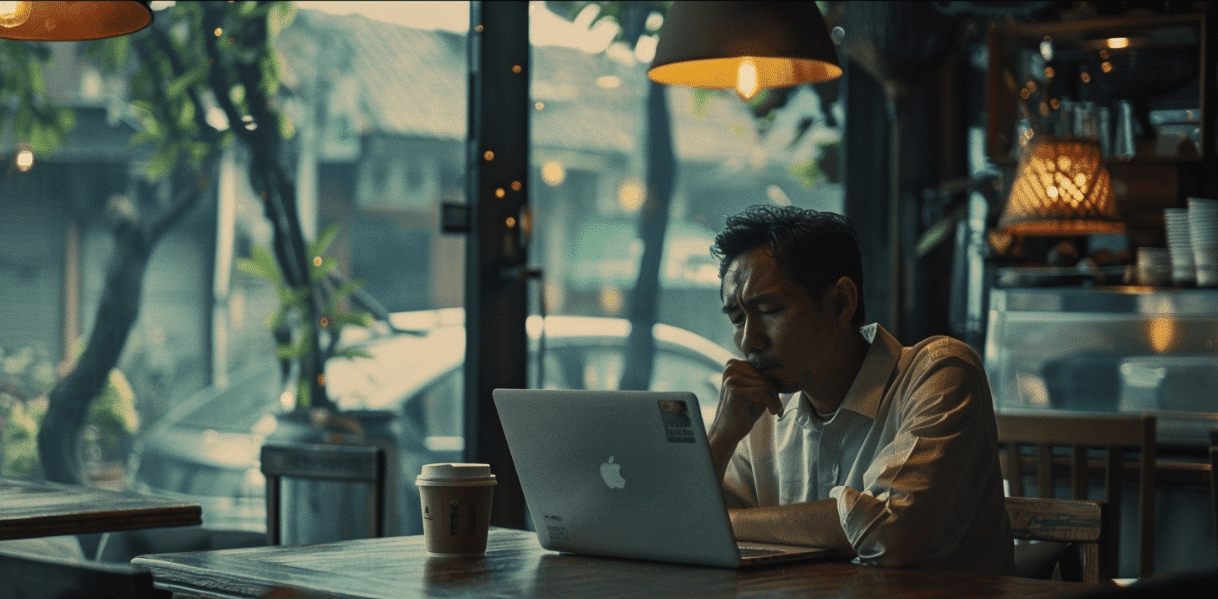 bapak berpikir melihat saldo irit di laptop
