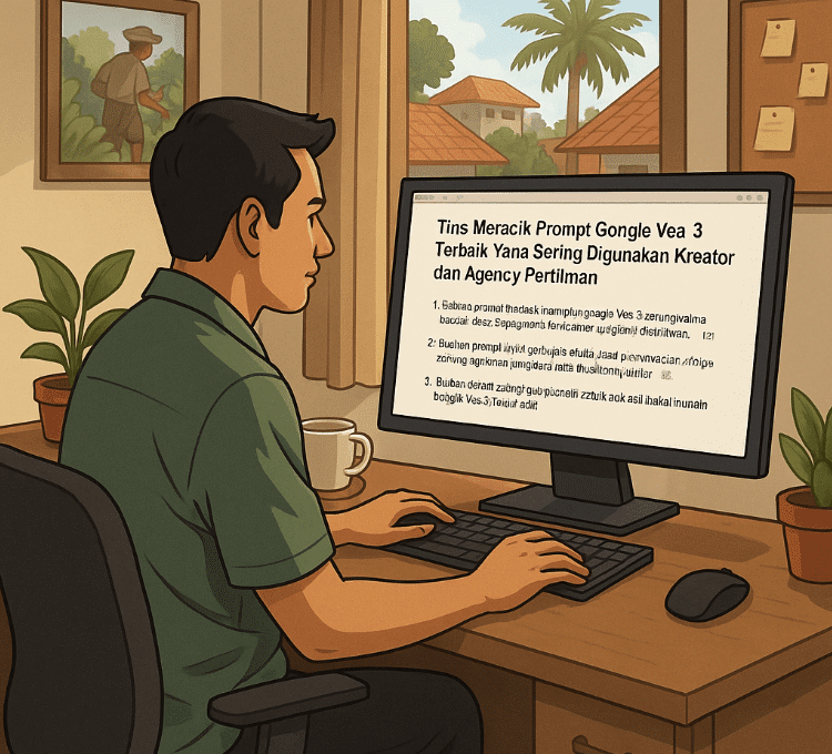 ilustrasi editor yang sedang meracik prompt AI