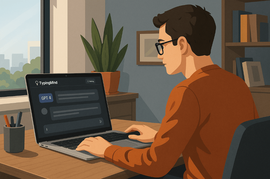 Man using laptop for GPT-4 on TypingMind