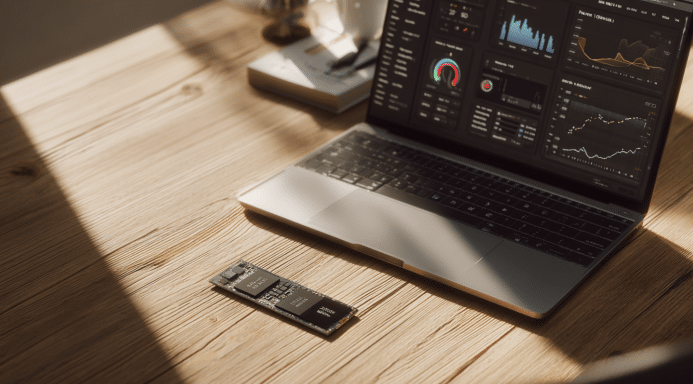 ssd nvme didepan laptop