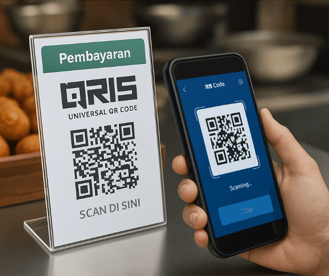 kode qris yang sedang di scan