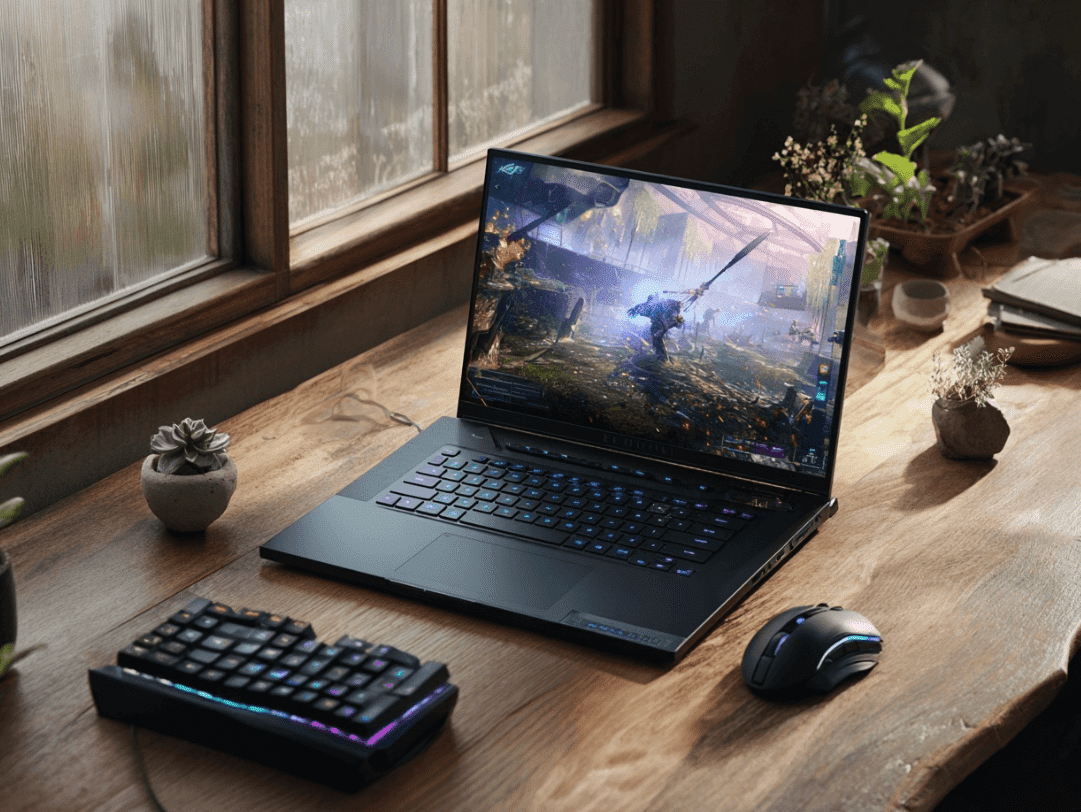 laptop asus rog diatas meja