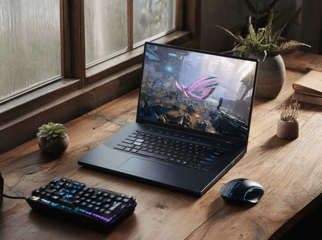 laptop asus rog zephyrus diatas meja