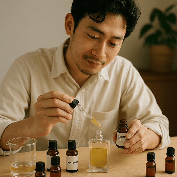 meracik parfum dengan top notes orange