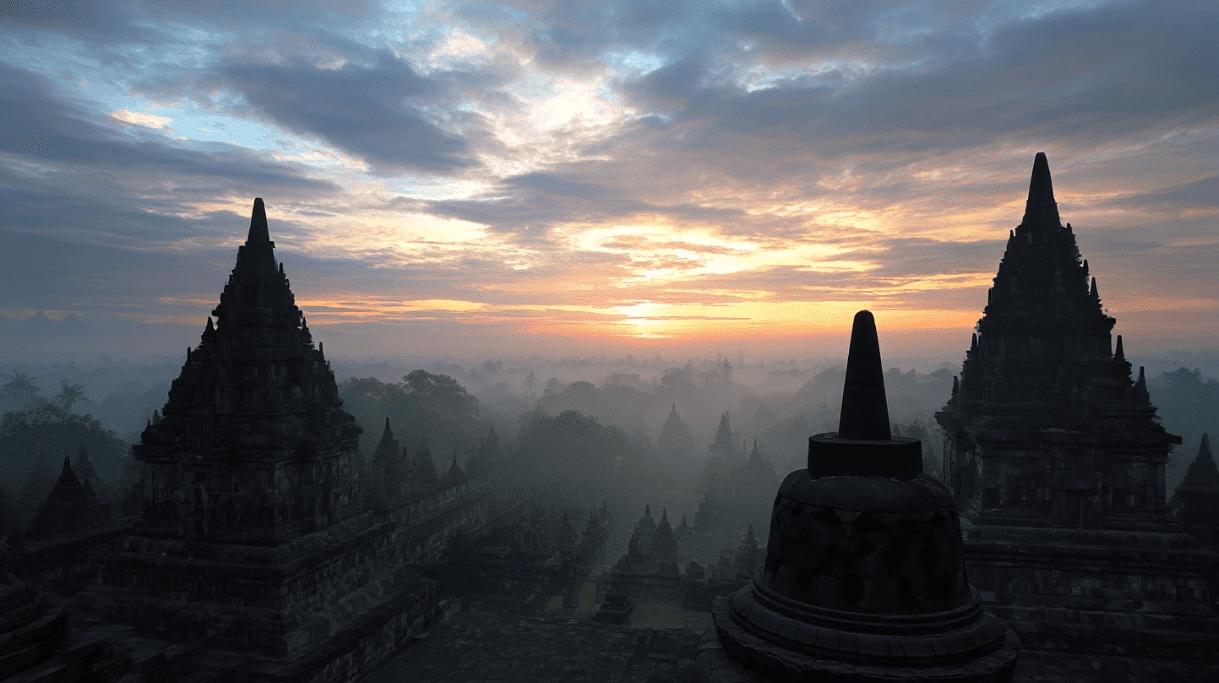 nuansa candi di pagi hari