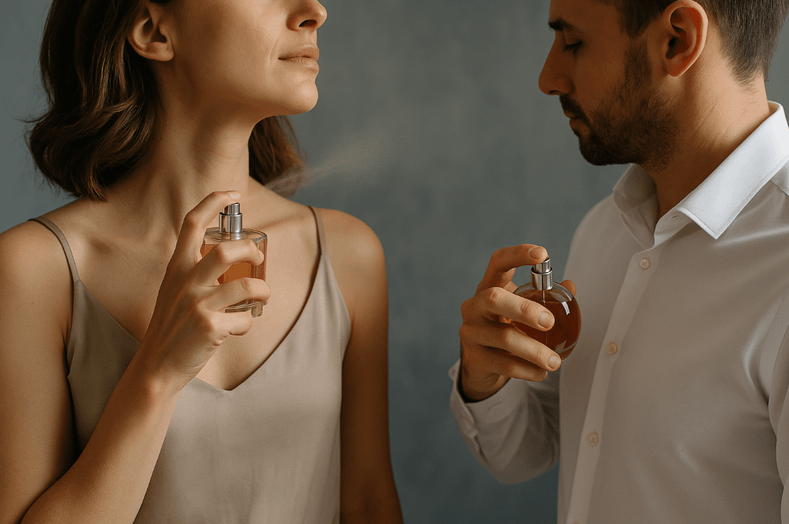 orang sedang semprot parfum