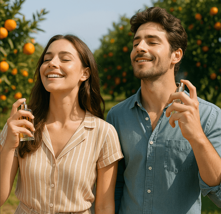 parfum top note orange sedang dipakai pria dan wanita