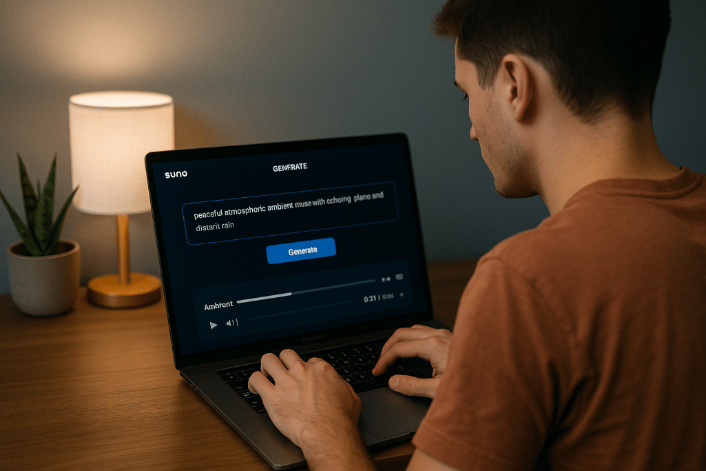 pemuda membuat prompt AI suno