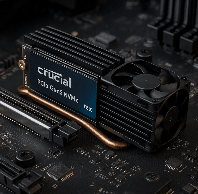 SSD Nvme crucial P510 yang terpasang di circuit pcb
