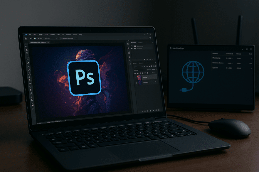 aplikasi photoshop yang dibuka di laptop