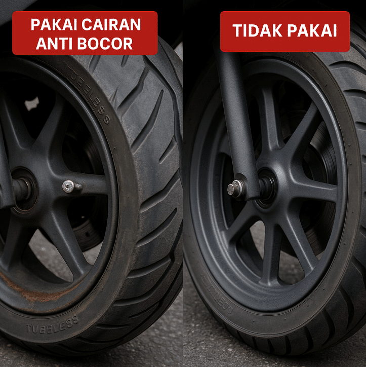 ban motor pakai cairan atau tidaknya