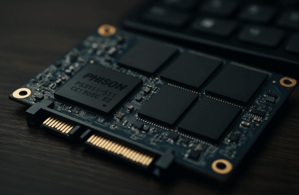 Close up view of a computer chip related to SSD damage from Windows 12 update