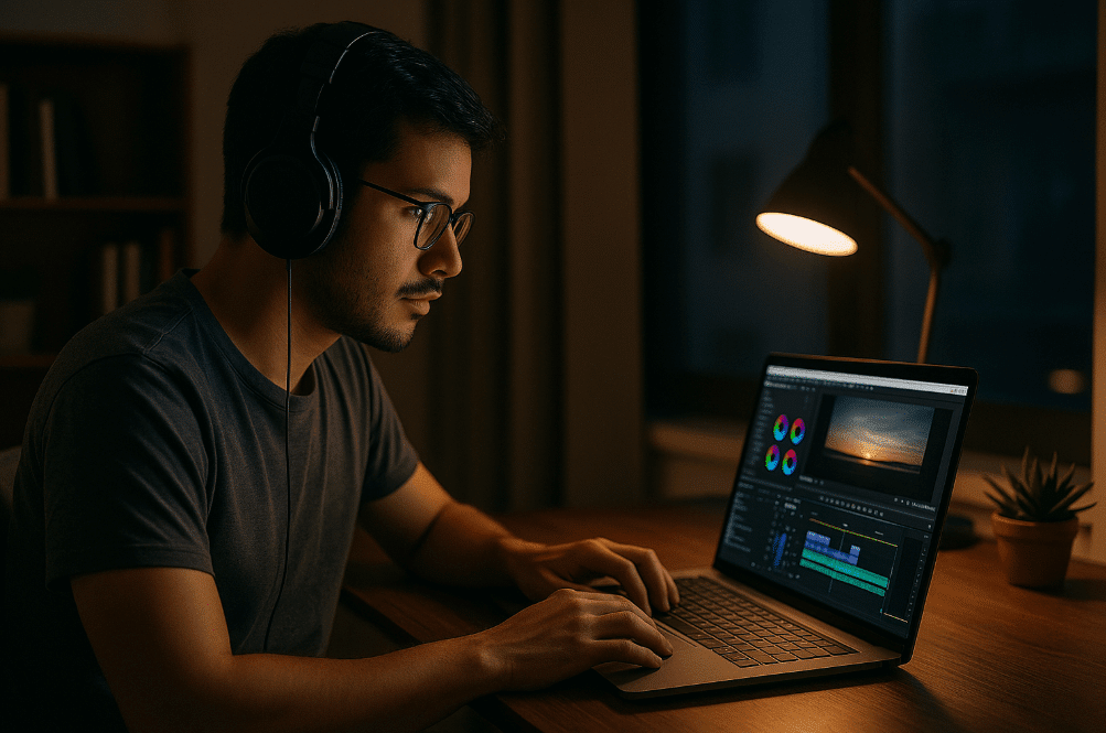 editor video sedang bekerja