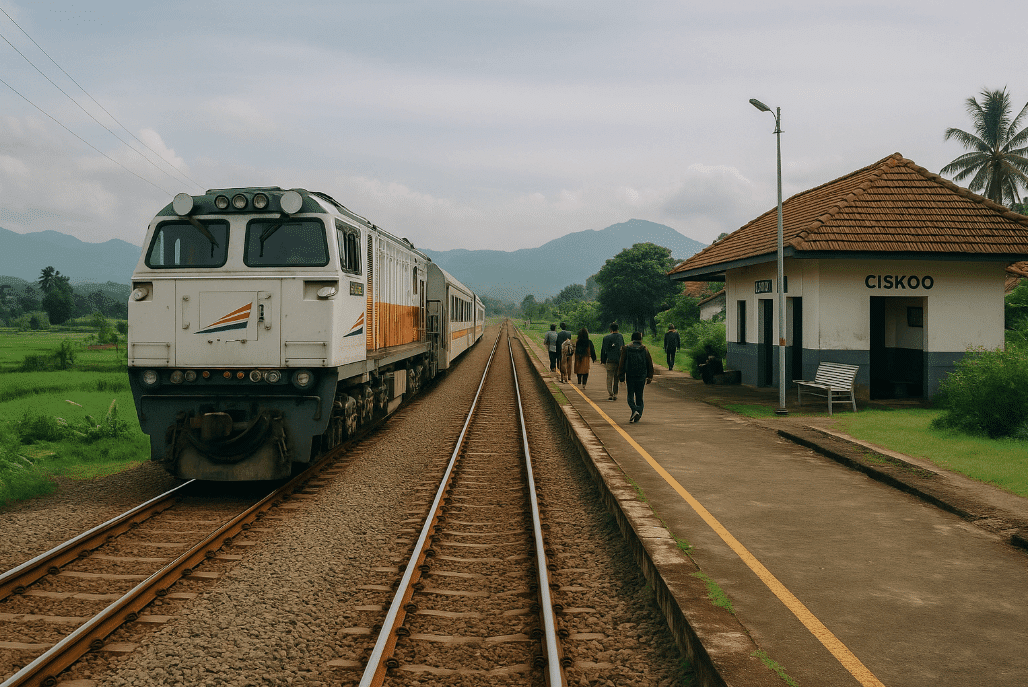kereta api siliwangi sedang melaju