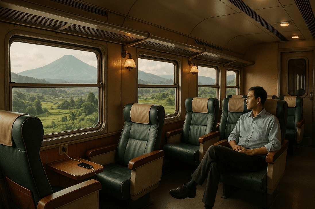 naik kereta api eksekutif yang nyaman