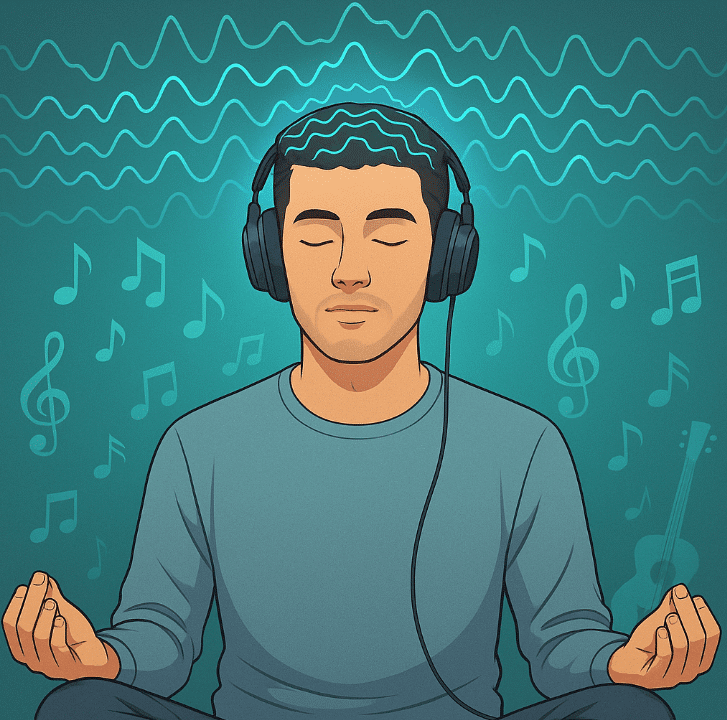 Man enjoying music with headphones