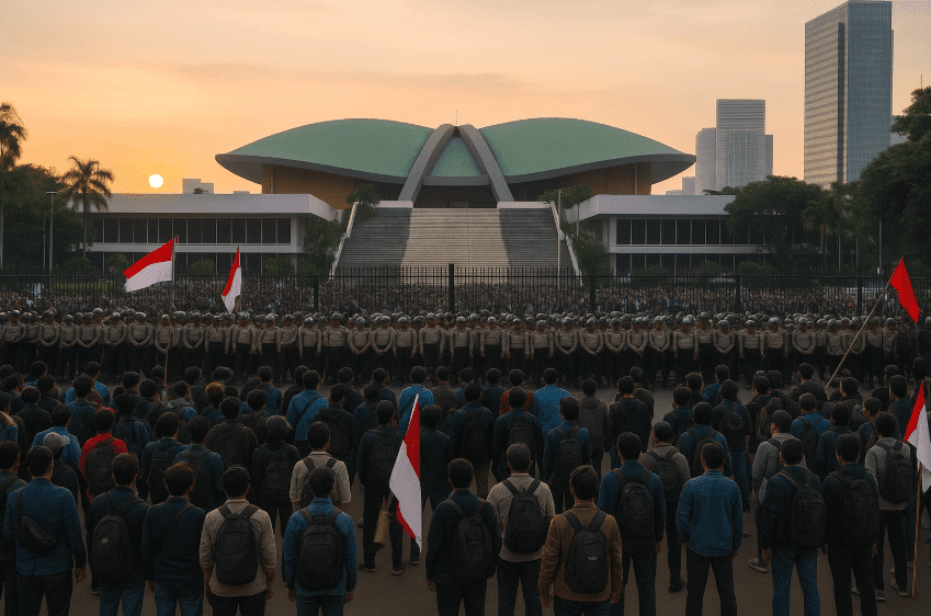 Protestors in front of DPR building in August