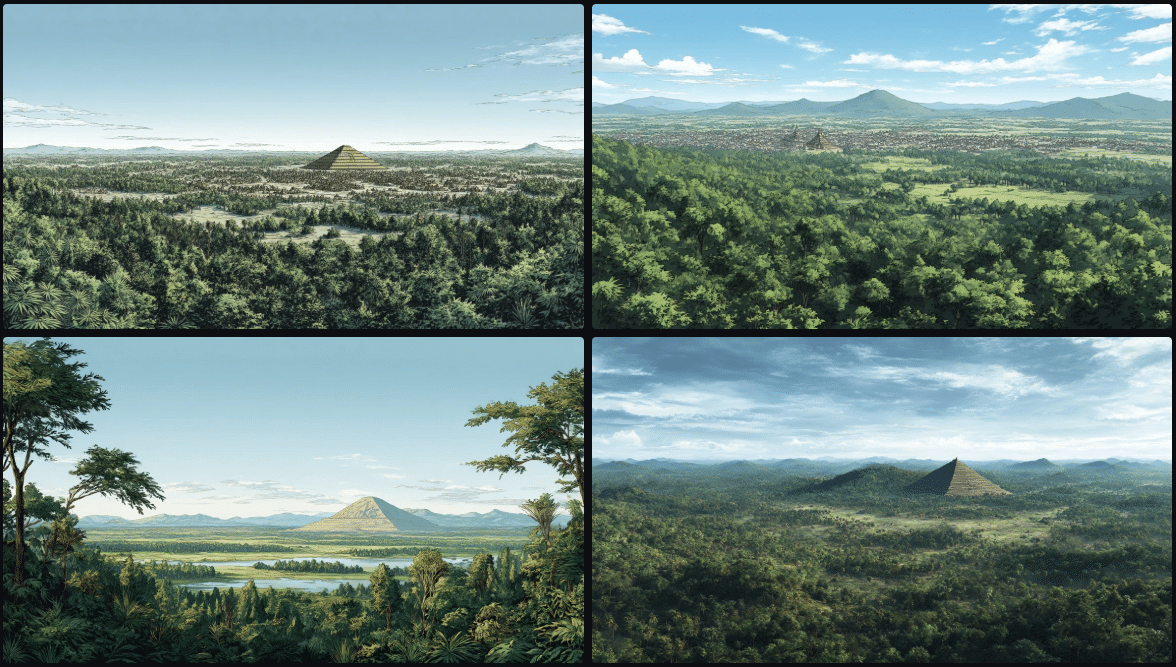 Scenic view of trees with mountains in the background