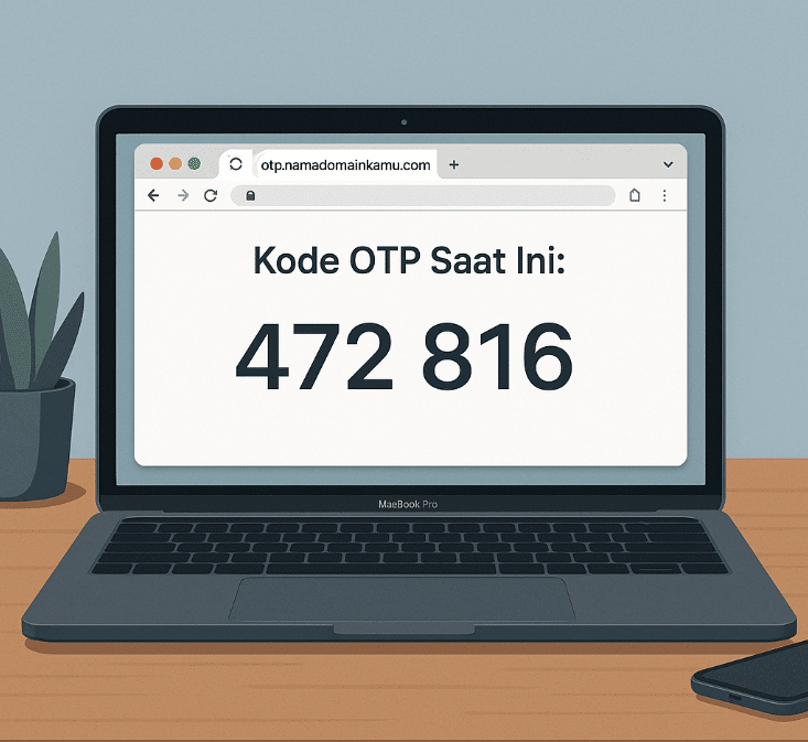 Laptop on wooden desk for OTP Google setup guide