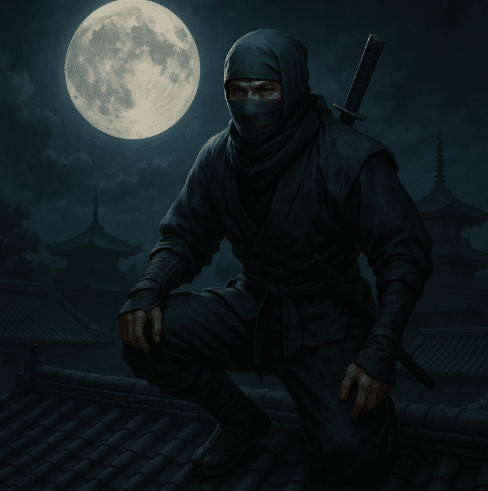 Man sitting on roof with full moon in background