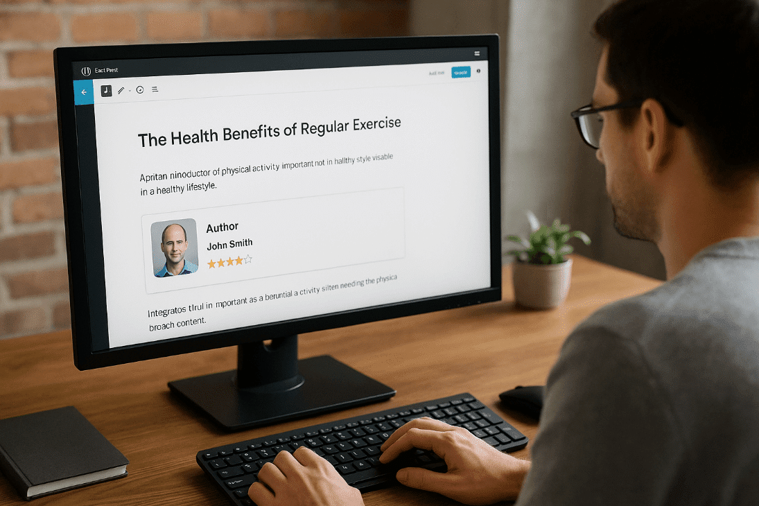 Man using a computer to explore Authorsy plugin features