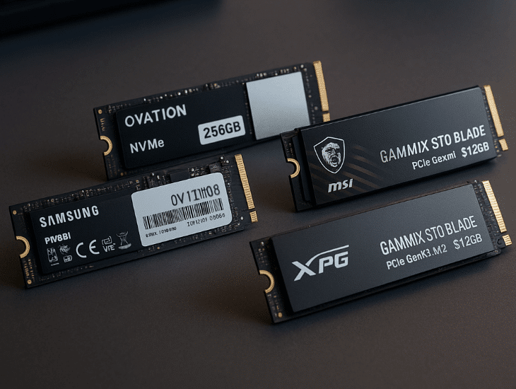 Memory cards displayed on a table