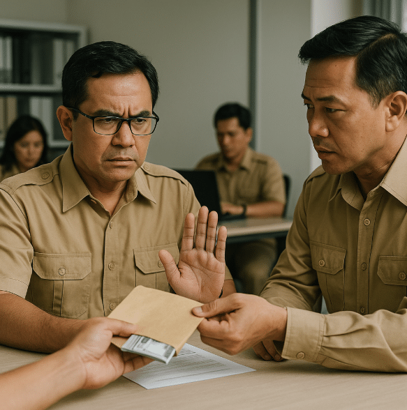 Two men sitting at a table in a government setting
