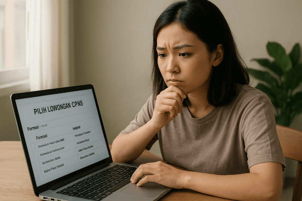 Wanita bekerja di depan laptop di rumah